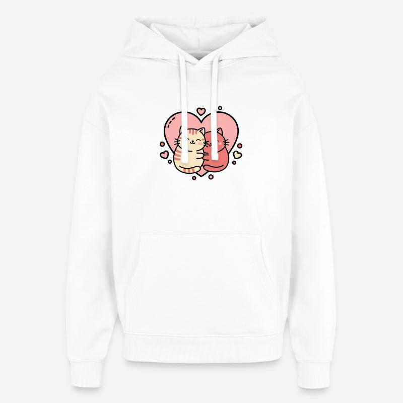 Duo de câlins de chat sincères - Sweat à capuche unisexe Stanley/Stella Oversized - blanc