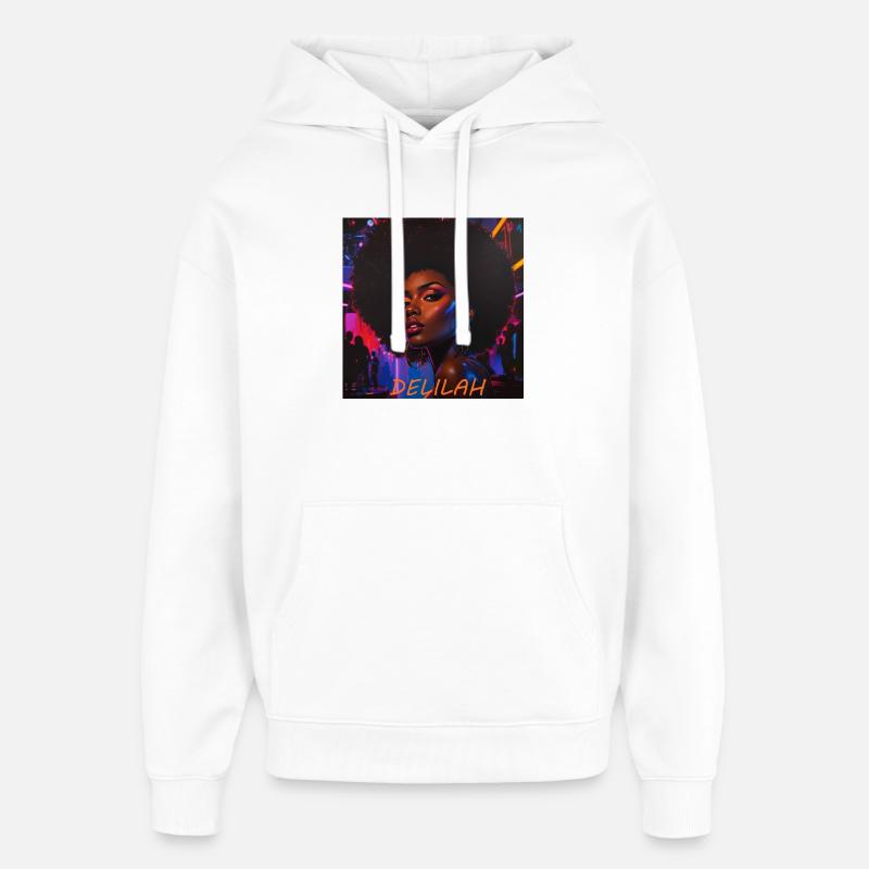 Delilah Portrait afro néon - Sweat à capuche unisexe Stanley/Stella Oversized - blanc