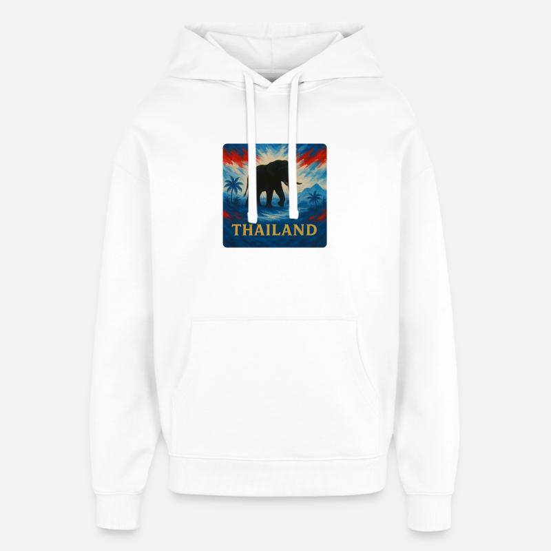 Design de voyage d’éléphant en Thaïlande - Sweat à capuche unisexe Stanley/Stella Oversized - blanc