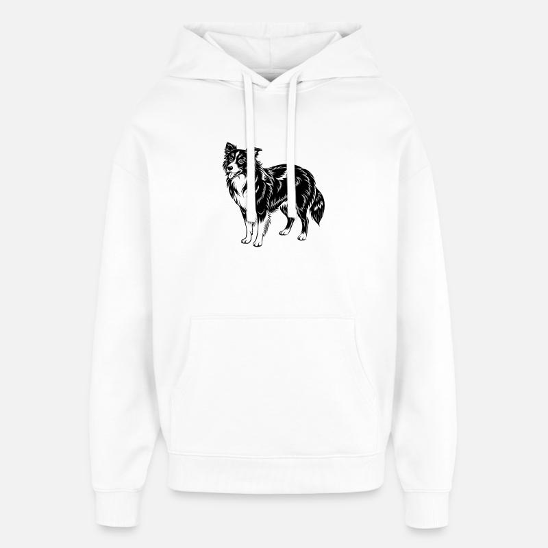 Border Collie - Sweat à capuche unisexe Stanley/Stella Oversized - blanc