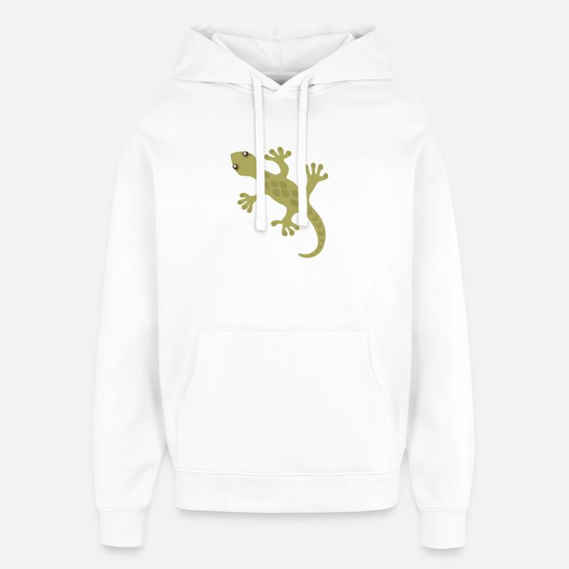 Lime Gecko Silhouette Pattern - Oversized Unisex Hoodie by Stanley/Stella - white