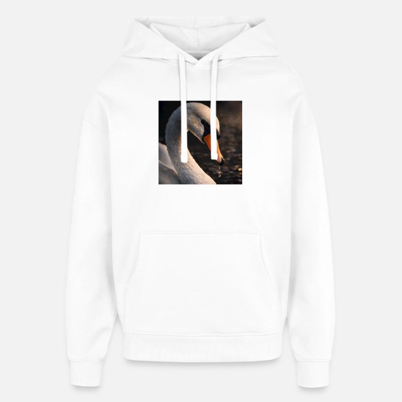 La beauté du cygne au crépuscule - Sweat à capuche unisexe Stanley/Stella Oversized - blanc