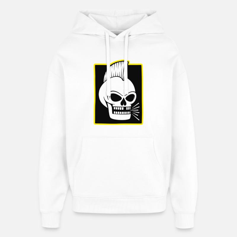 Crâne punk rock avec crête - Sweat à capuche unisexe Stanley/Stella Oversized - blanc