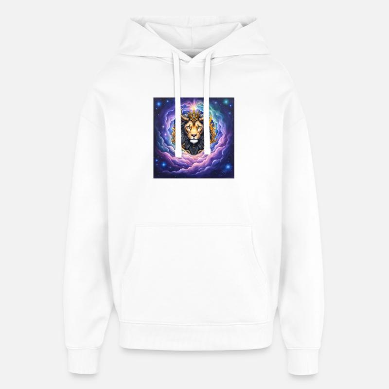 Leone Celeste con Corona d'Oro - Stanley/Stella Oversized Felpa con cappuccio unisex - bianco