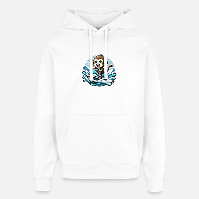 Singe sur Jet Ski Aventure - Sweat à capuche unisexe Stanley/Stella Oversized - blanc