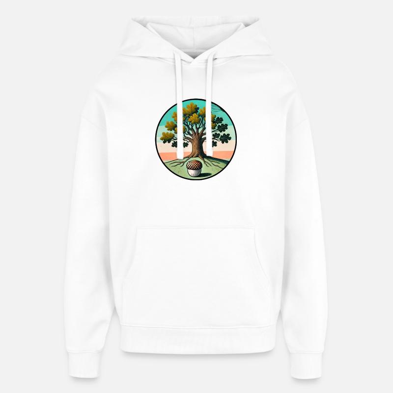 Arbre de vie rétro avec gland - Sweat à capuche unisexe Stanley/Stella Oversized - blanc