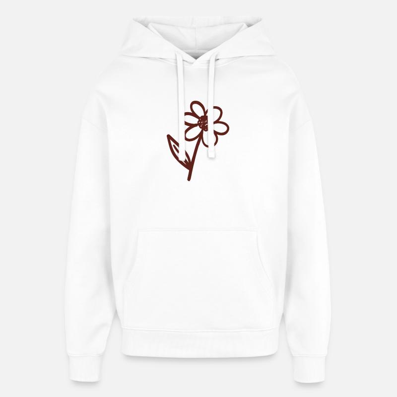 Esquisse florale minimale Bloom - Sweat à capuche unisexe Stanley/Stella Oversized - blanc