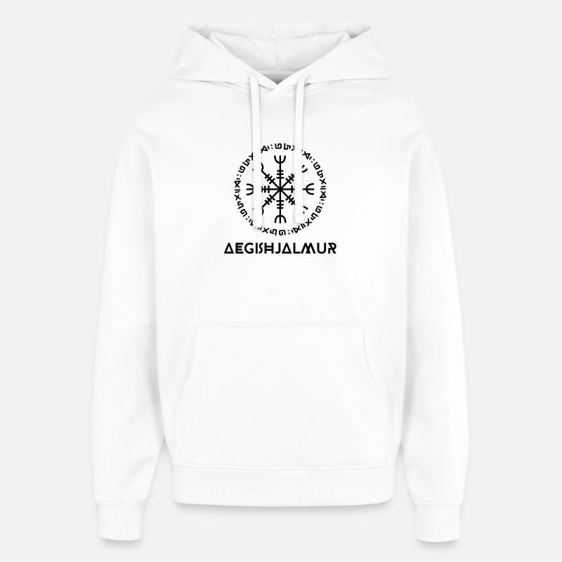 AEGISHJALMUR - Sweat à capuche unisexe Stanley/Stella Oversized - blanc