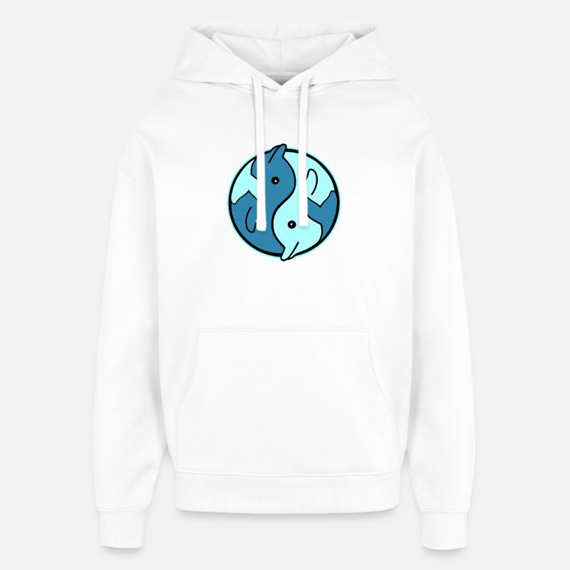 Conception du cercle YinYang des dauphins - Sweat à capuche unisexe Stanley/Stella Oversized - blanc