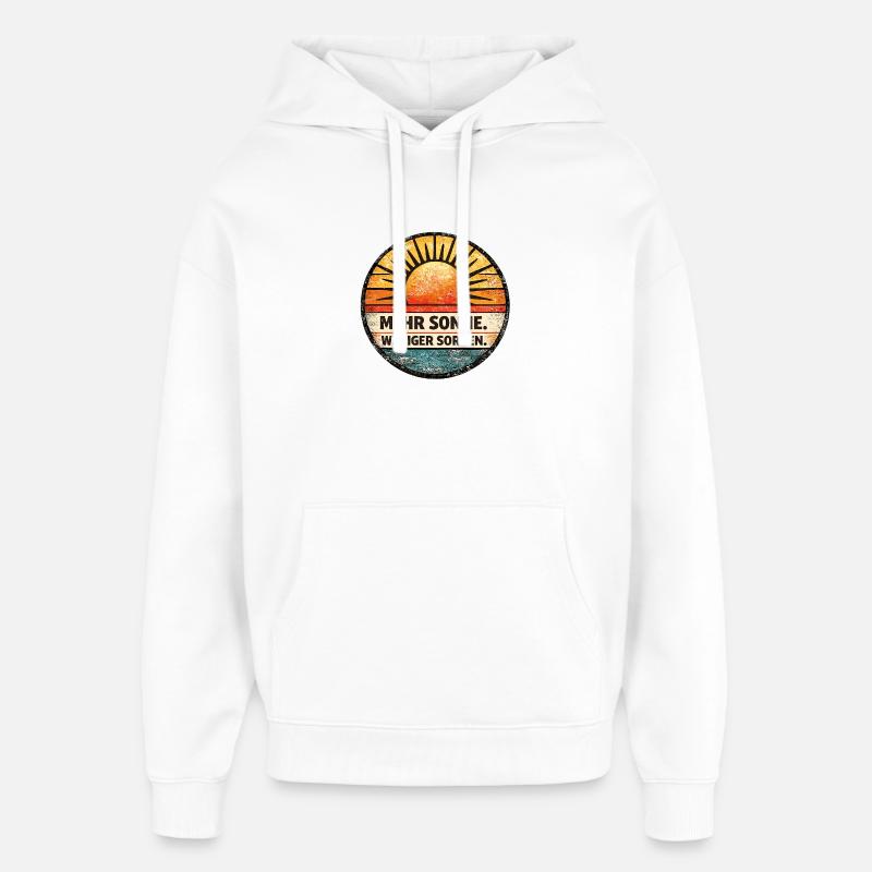 Plus de soleil, moins d’inquiétudes, rétro - Sweat à capuche unisexe Stanley/Stella Oversized - blanc