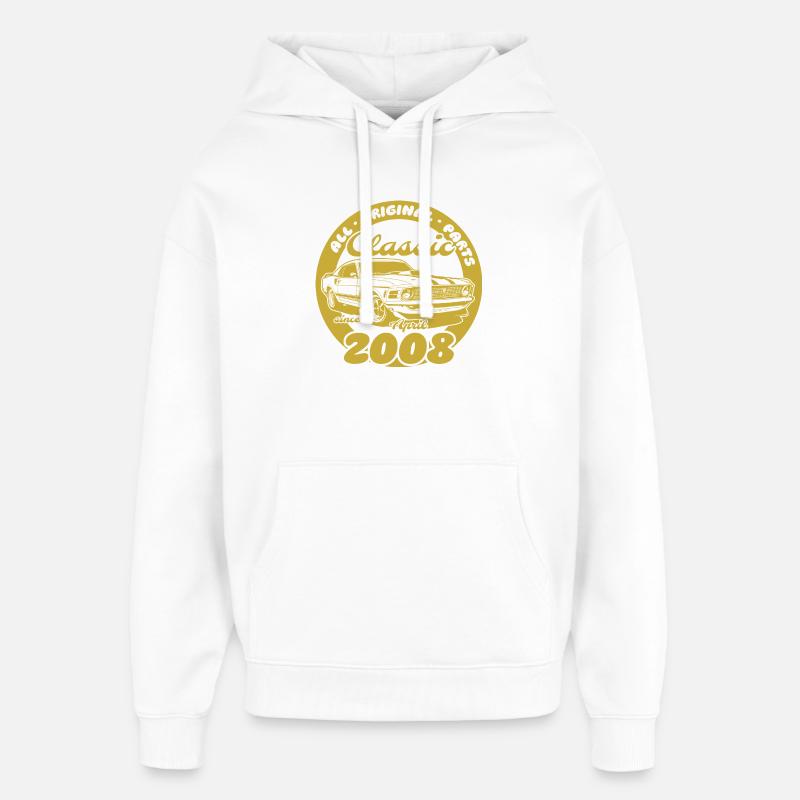 18e anniversaire - Classic Musclecar 04/2008 - Sweat à capuche unisexe Stanley/Stella Oversized - blanc