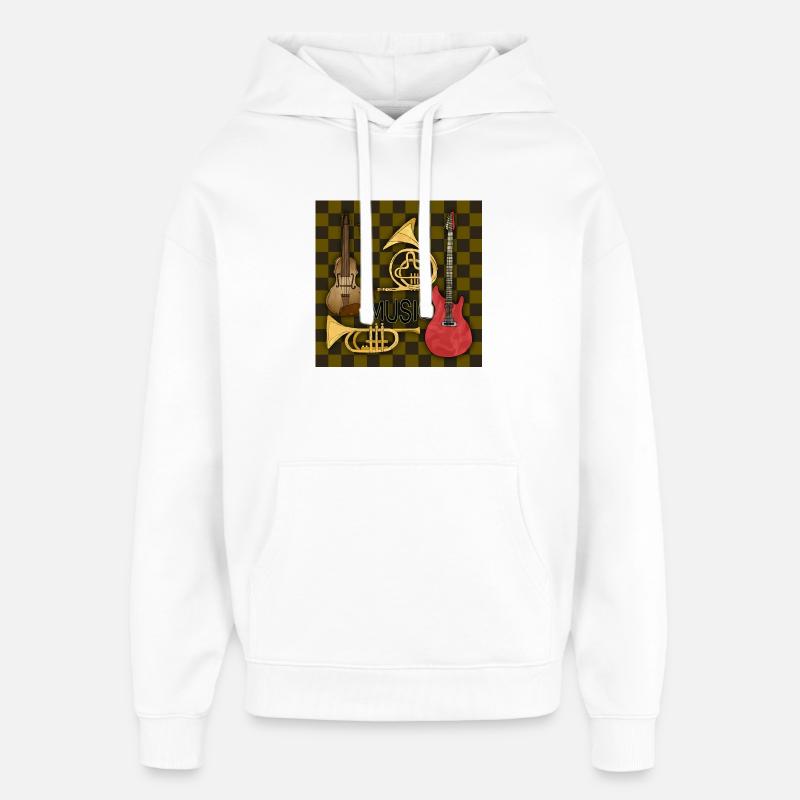 Strumenti musicali - Stanley/Stella Oversized Felpa con cappuccio unisex - bianco