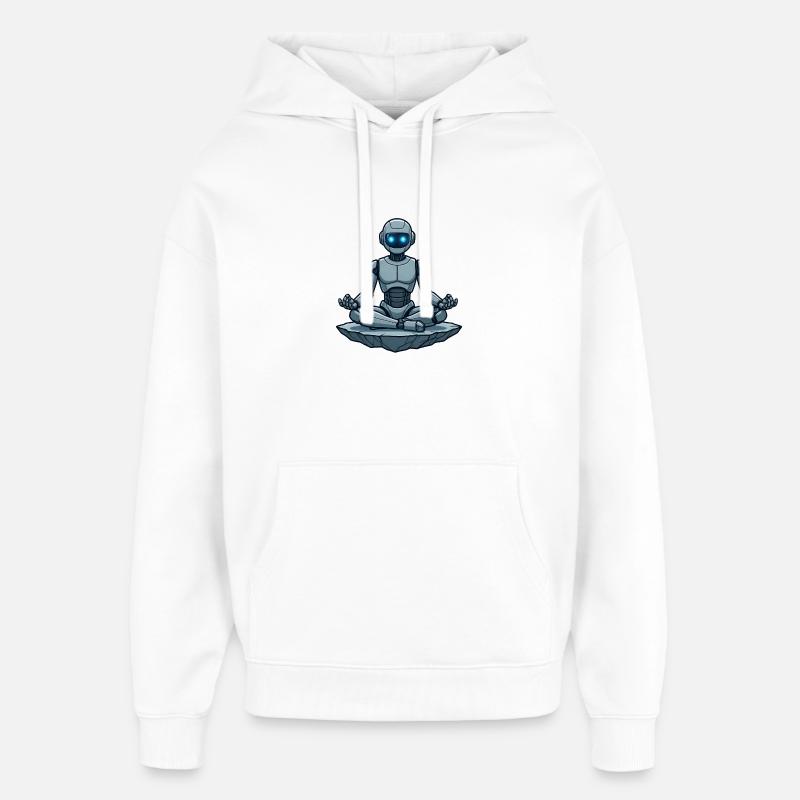 01 Le Robot Zen Meditation - Sweat à capuche unisexe Stanley/Stella Oversized - blanc