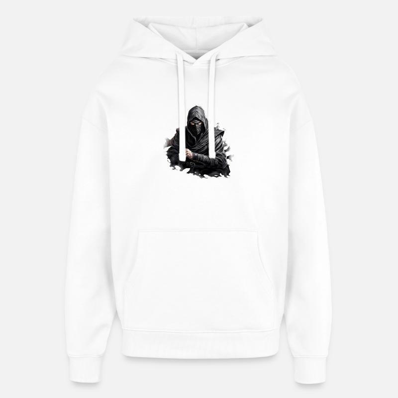Ninja Ombre Masqué - Sweat à capuche unisexe Stanley/Stella Oversized - blanc