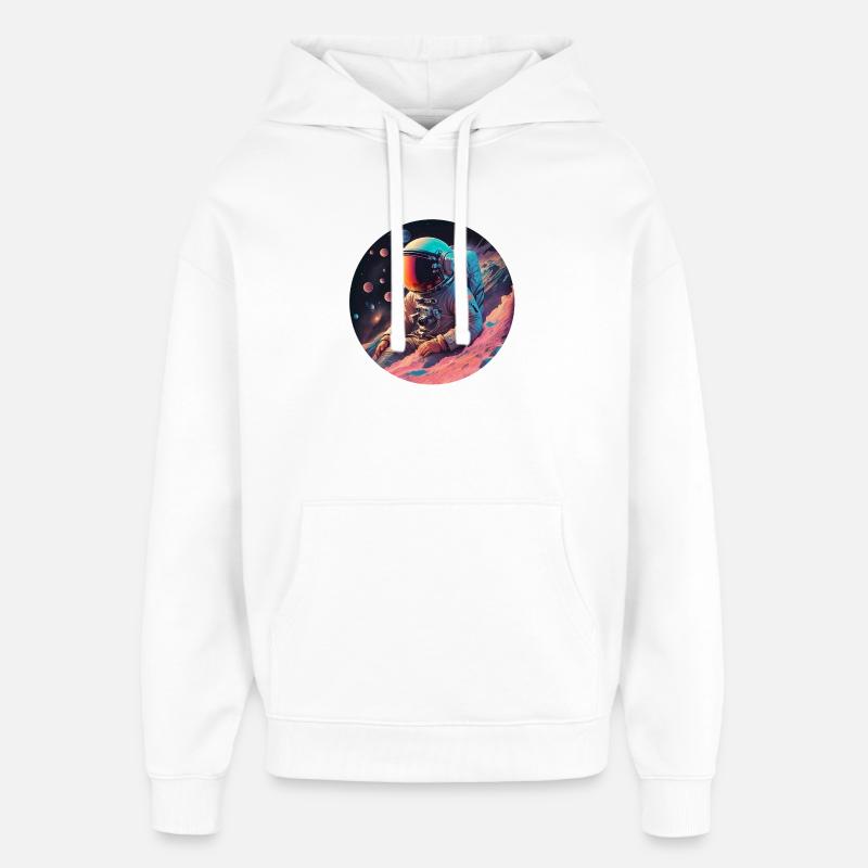 Astronaute dans le cosmos néon - Sweat à capuche unisexe Stanley/Stella Oversized - blanc