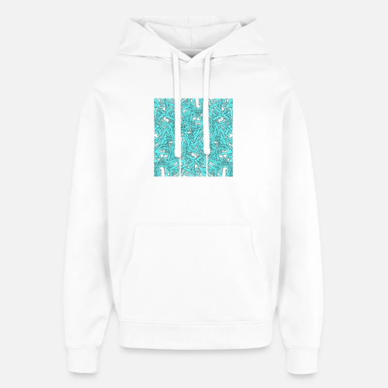 Turkoosi kaaoksen triptyykki - Huppari unisex Stanley/Stella Oversized - valkoinen