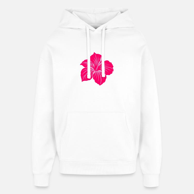 Fleur d’hibiscus - Sweat à capuche unisexe Stanley/Stella Oversized - blanc