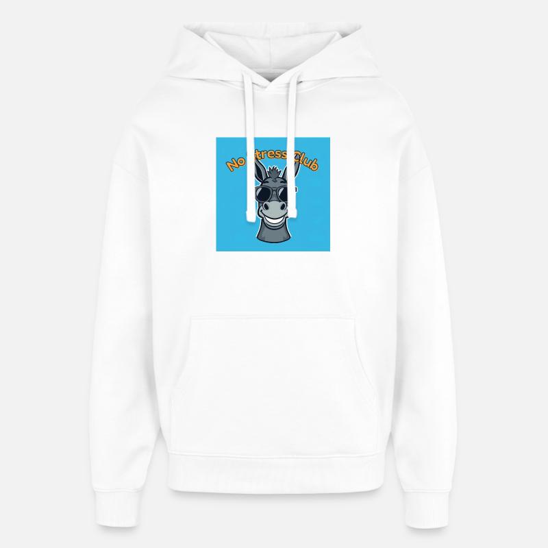 No Stress Club Âne Cool - Sweat à capuche unisexe Stanley/Stella Oversized - blanc