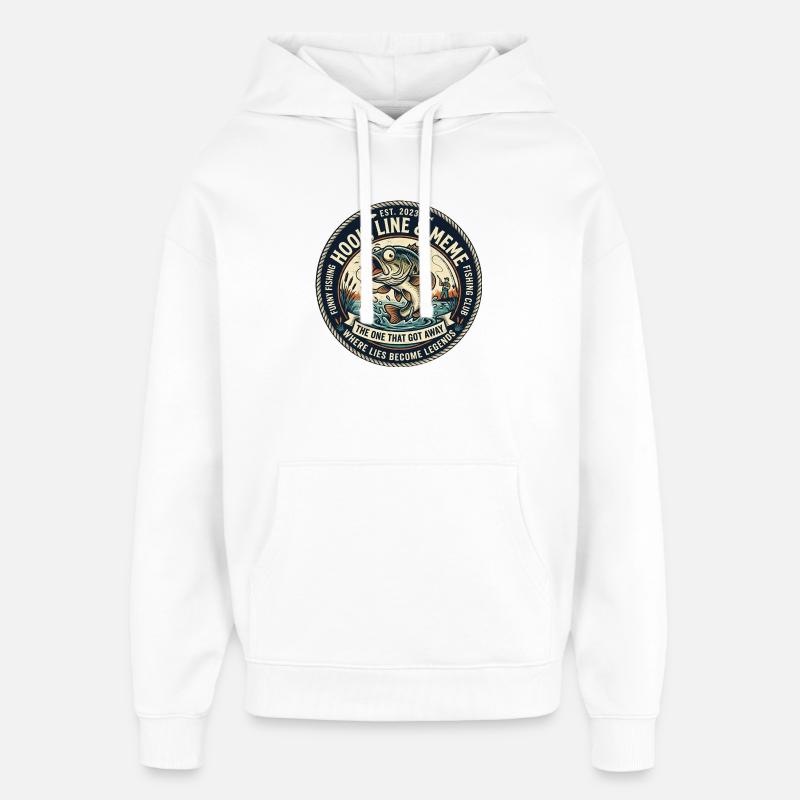 Line & Hook Legends Patch, lustiges Angeln - Oversized Unisex Hoodie von Stanley/Stella - Weiß