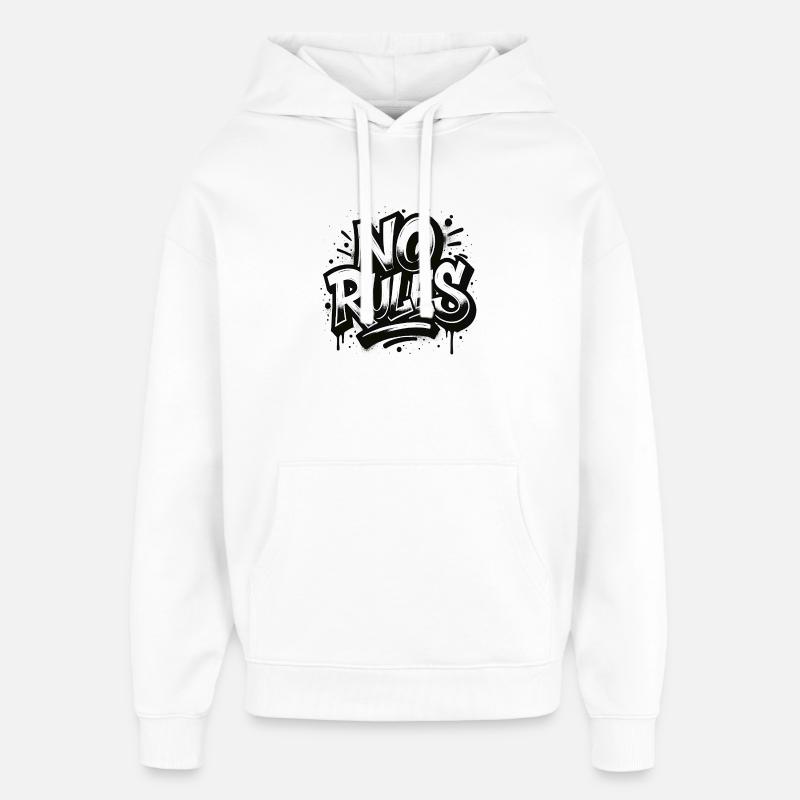 No Rules Graffiti Design - Oversized Unisex Hoodie by Stanley/Stella - white