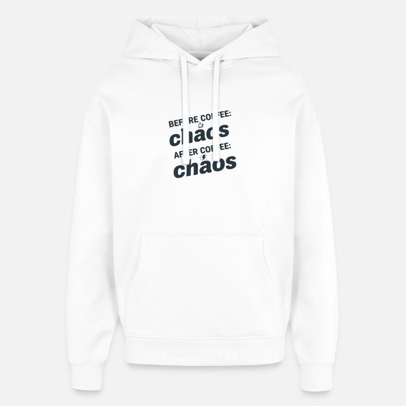 Chaos avant et après le café - Sweat à capuche unisexe Stanley/Stella Oversized - blanc