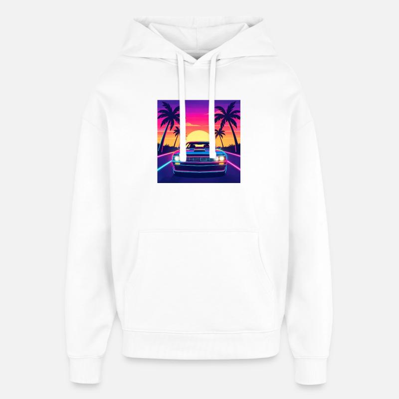 Neon Sunset Drive - Sweat à capuche unisexe Stanley/Stella Oversized - blanc