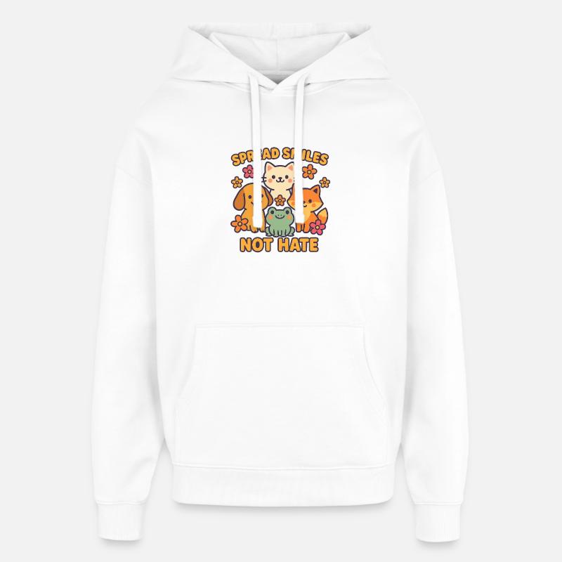 Spread Smiles Not Hate – Niedliche Tierfreunde - Oversized Unisex Hoodie von Stanley/Stella - Weiß
