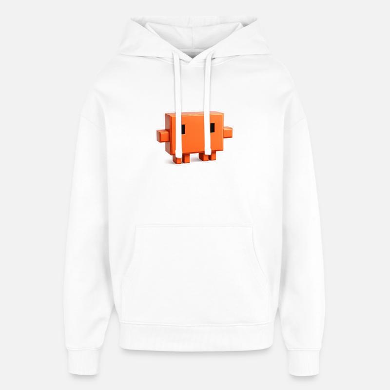 Claude Code Pixel 3D Mascot Cute Dev Naklejka - Stanley/Stella Oversized Bluza z kapturem unisex - biały