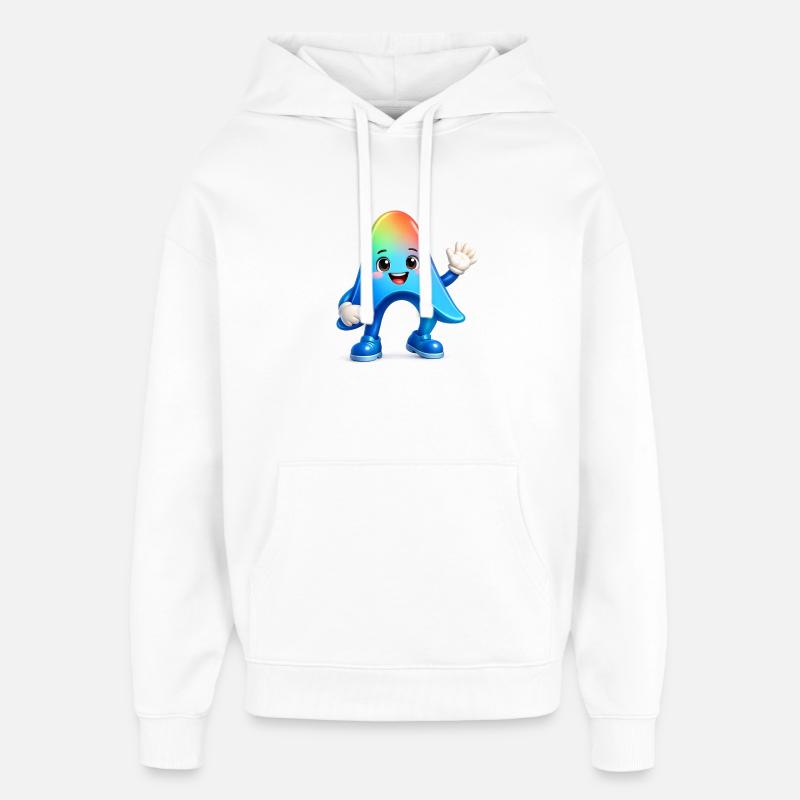 Cute Rainbow Mascot Sticker Antigravity - Sweat à capuche unisexe Stanley/Stella Oversized - blanc