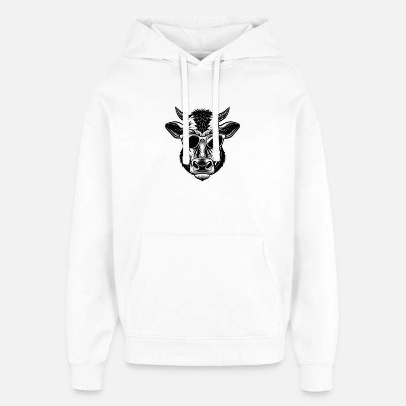 Lunettes de soleil vache - Sweat à capuche unisexe Stanley/Stella Oversized - blanc