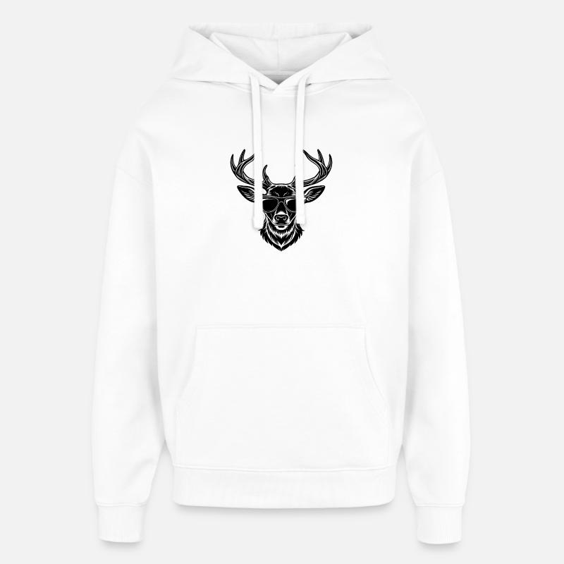 Lunettes de soleil tête de cerf - Sweat à capuche unisexe Stanley/Stella Oversized - blanc