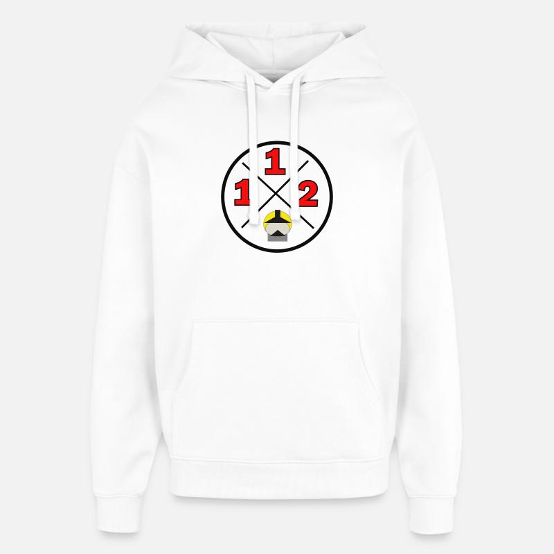112- Logo du district - Pompiers - Sweat à capuche unisexe Stanley/Stella Oversized - blanc