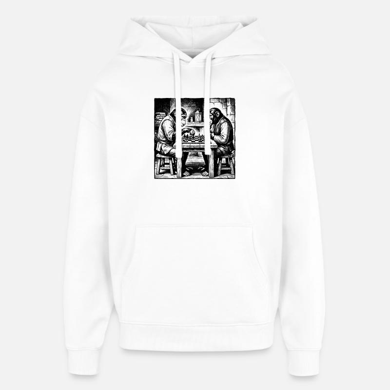 Les singes jouent aux échecs T-shirt - Sweat à capuche unisexe Stanley/Stella Oversized - blanc
