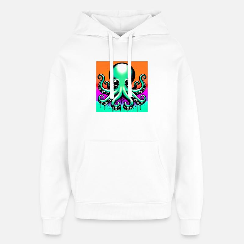 Pieuvre - Sweat à capuche unisexe Stanley/Stella Oversized - blanc