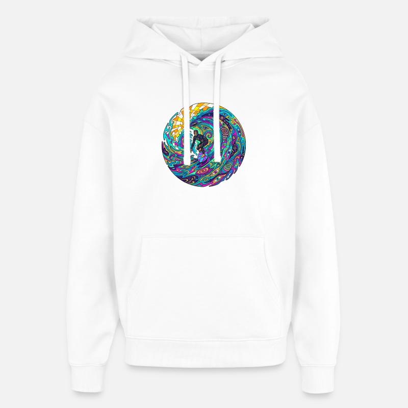 Vague de surf psychédélique - Sweat à capuche unisexe Stanley/Stella Oversized - blanc