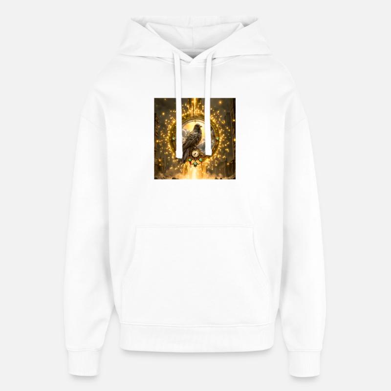 Raven dans l’Anneau Lumineux - Sweat à capuche unisexe Stanley/Stella Oversized - blanc