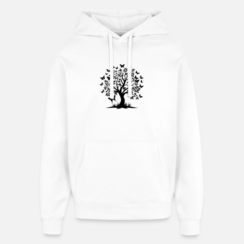 Magnifique Arbre Papillon - Sweat à capuche unisexe Stanley/Stella Oversized - blanc