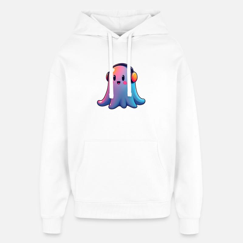 Ghost avec un casque - Sweat à capuche unisexe Stanley/Stella Oversized - blanc