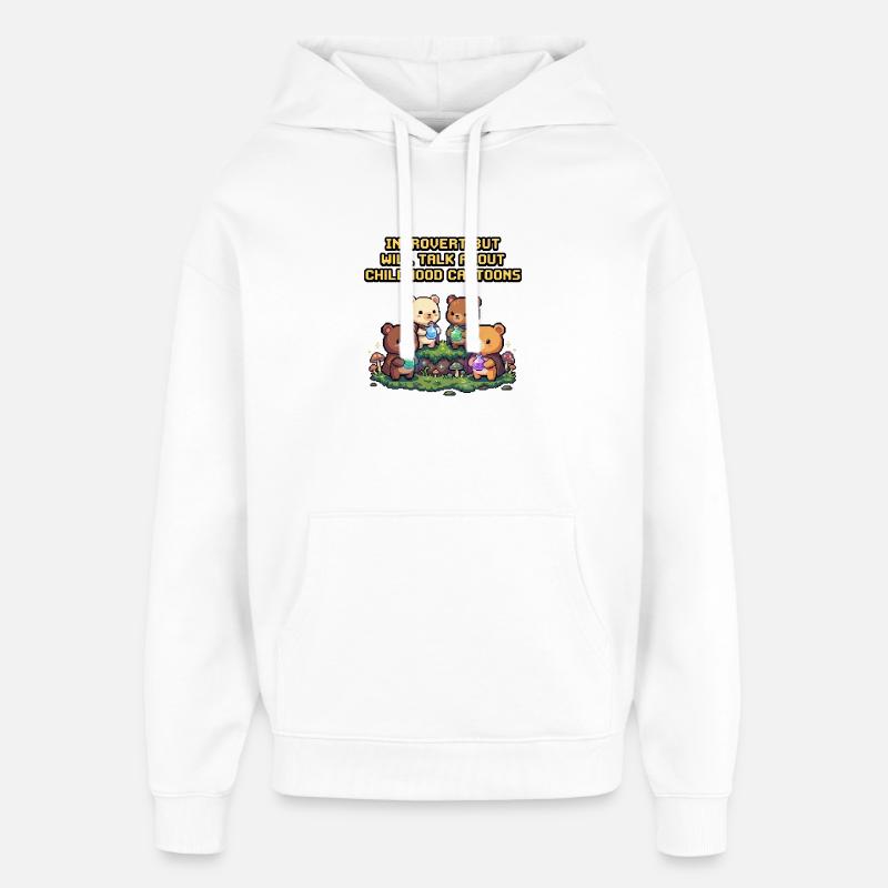 Introverti rencontre dessins animés d’enfance - Sweat à capuche unisexe Stanley/Stella Oversized - blanc