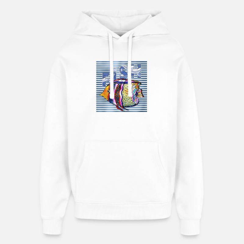 poisson - Sweat à capuche unisexe Stanley/Stella Oversized - blanc