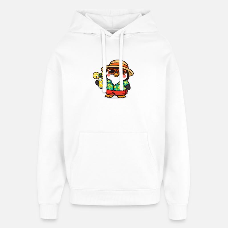 Aventure Penguin Beach Hawaï - Sweat à capuche unisexe Stanley/Stella Oversized - blanc