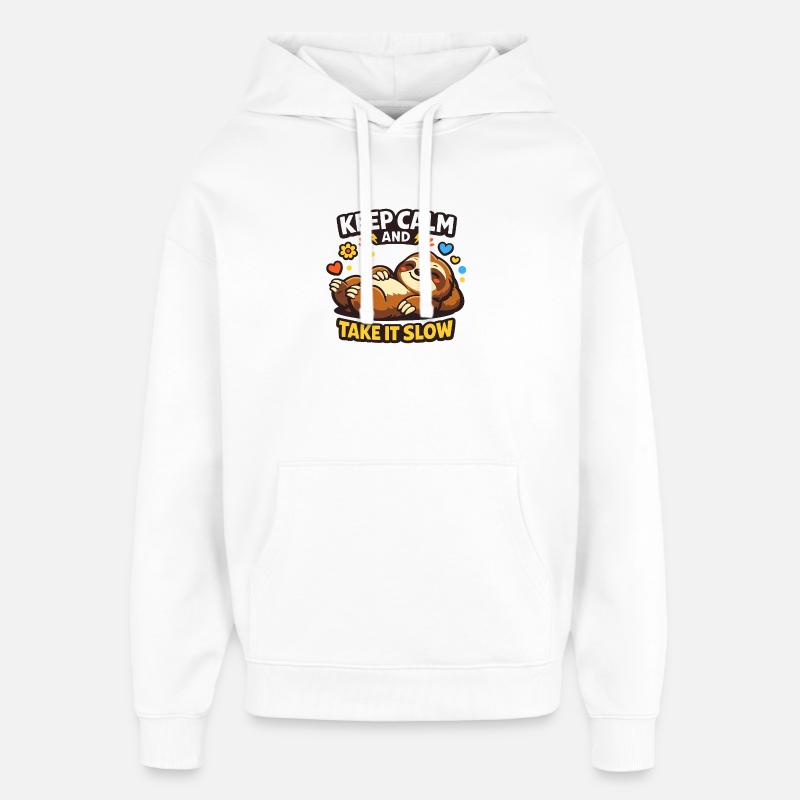 Faultier Ruhe Take It Slow - Oversized Unisex Hoodie von Stanley/Stella - Weiß