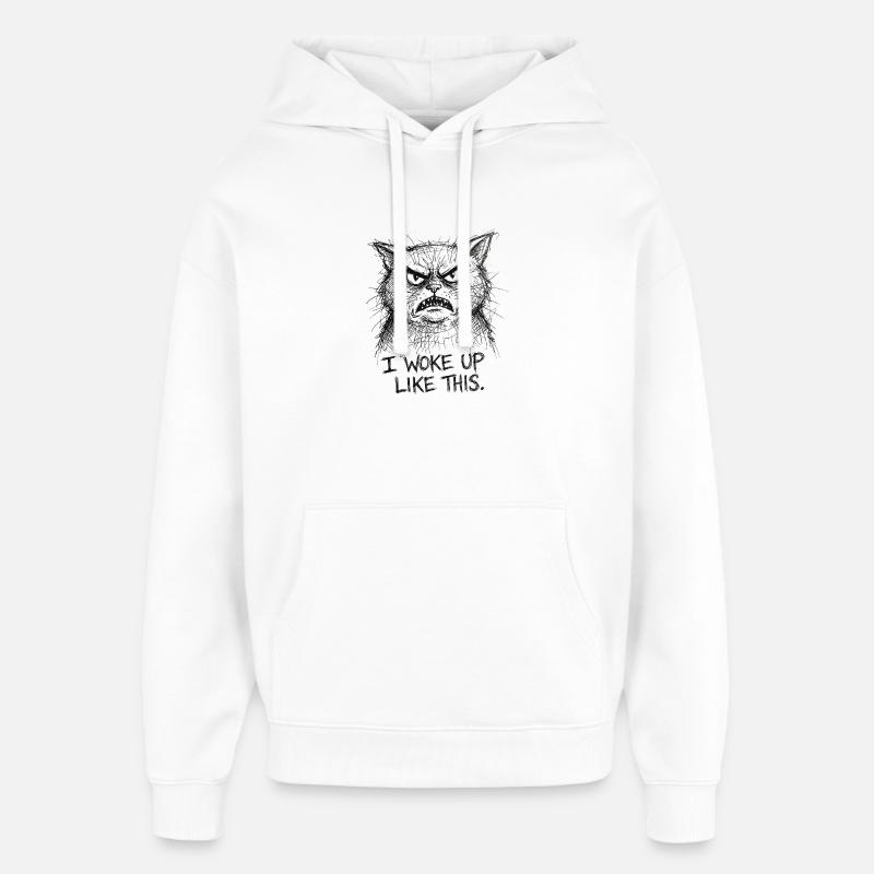 Furious Cat Scribble - Oversized Unisex Hoodie by Stanley/Stella - white