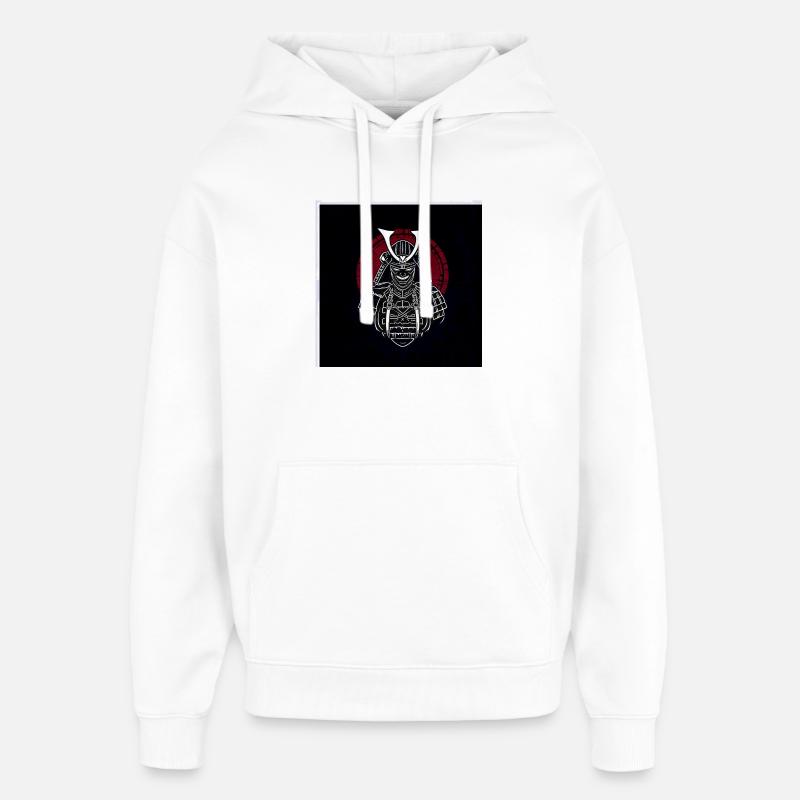 Samurai helmet with red crest - Oversized Unisex Hoodie by Stanley/Stella - white