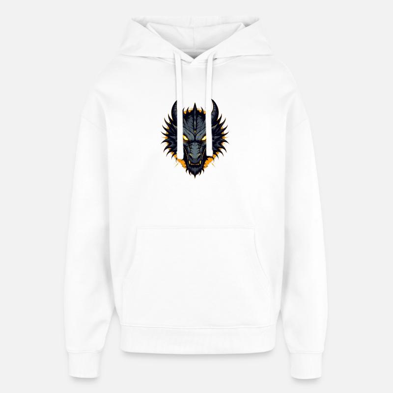 Tête de Dragon Dragon Noir - Sweat à capuche unisexe Stanley/Stella Oversized - blanc
