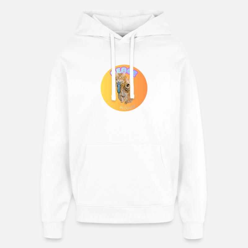Chat chanteur et paix micro #LouLou - Sweat à capuche unisexe Stanley/Stella Oversized - blanc