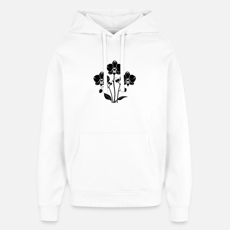 Orchidées - Sweat à capuche unisexe Stanley/Stella Oversized - blanc