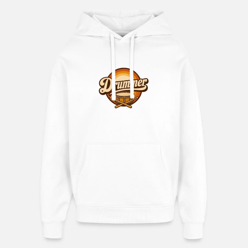 Logo rétro du batteur avec batterie - Sweat à capuche unisexe Stanley/Stella Oversized - blanc