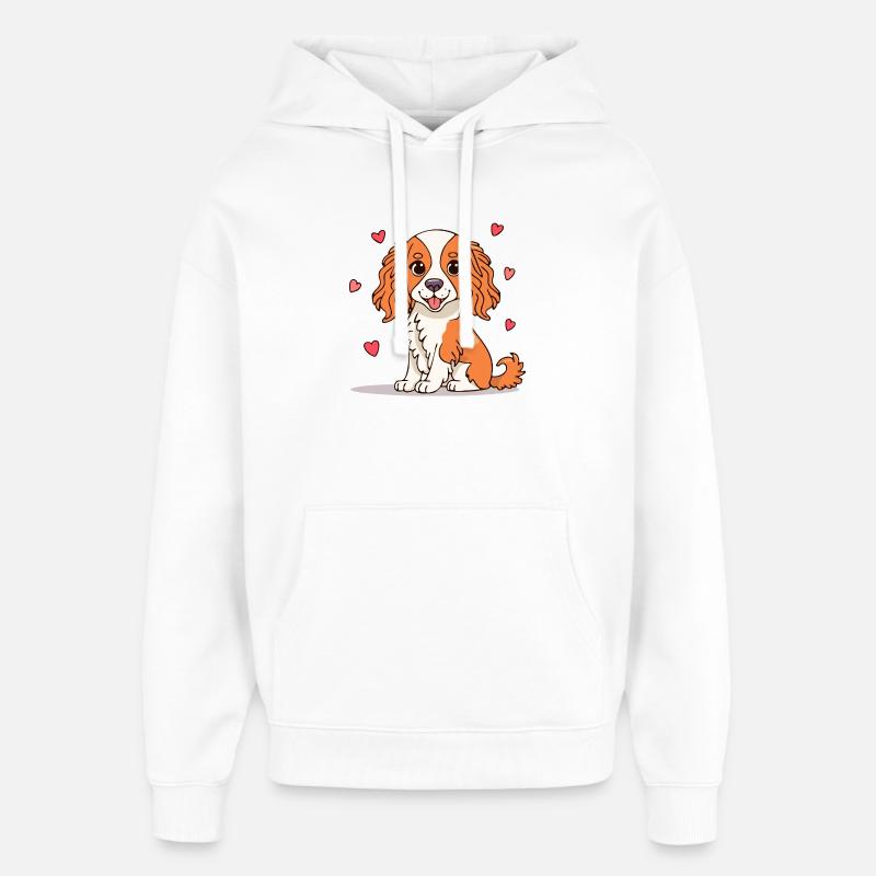 Cavalier Spaniel (bande dessinée) - Sweat à capuche unisexe Stanley/Stella Oversized - blanc