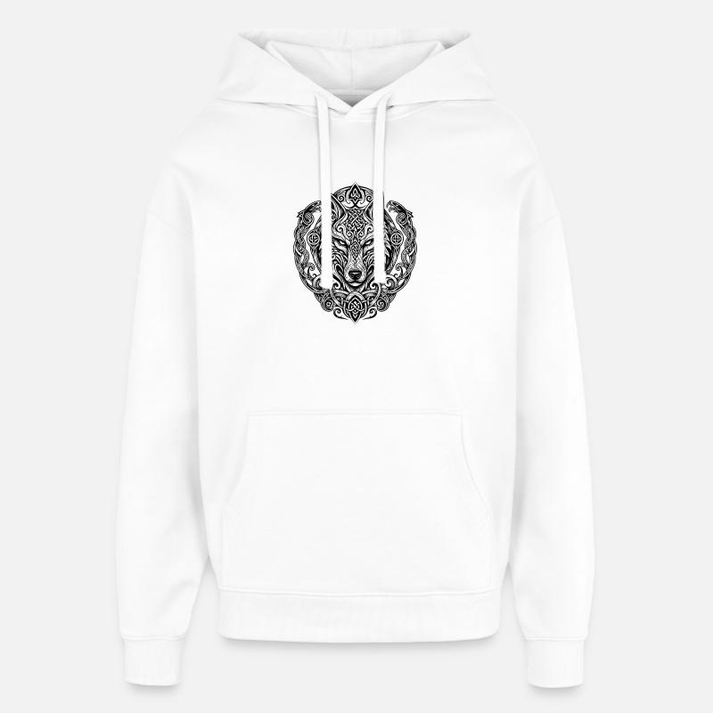 Nœud Art Tête de Loup - Sweat à capuche unisexe Stanley/Stella Oversized - blanc